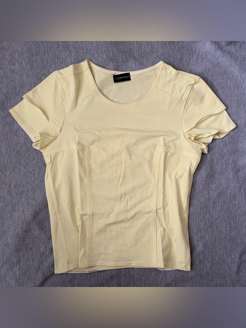 Callipygian Bright Yellow/Green Double Cap Short Sleeve Tee